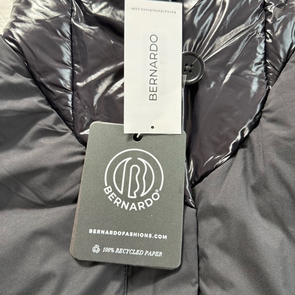 Bernardo Short Puffer Hooded Black Full Zipper & Snap Jacket Women's Large NWT - Picture 12 of 15